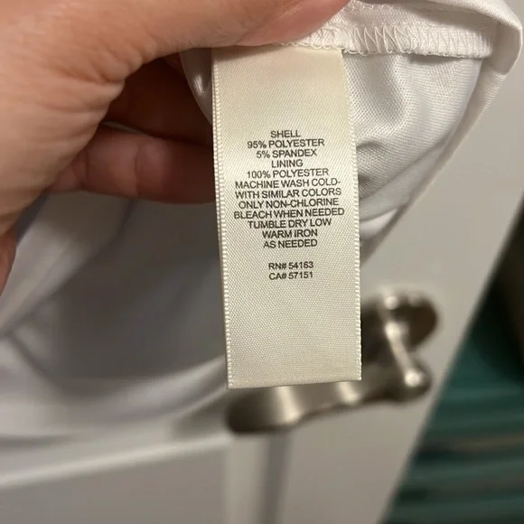 Eliza J Short-Sleeve Dress with Blue, White and Green tile pattern, 16W - Picture 7 of 7